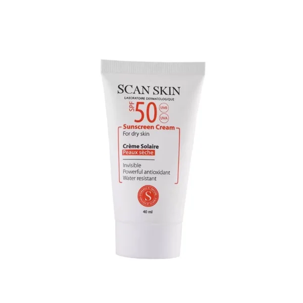 کرم ضد آفتاب بی رنگ اسکن اسکین 40 میلی | مناسب برای پوست خشک با SPF50